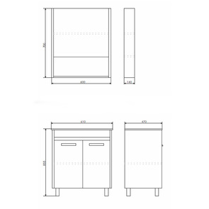 Тумба-умывальник Comforty Марио-60 с раковиной Quadro 60